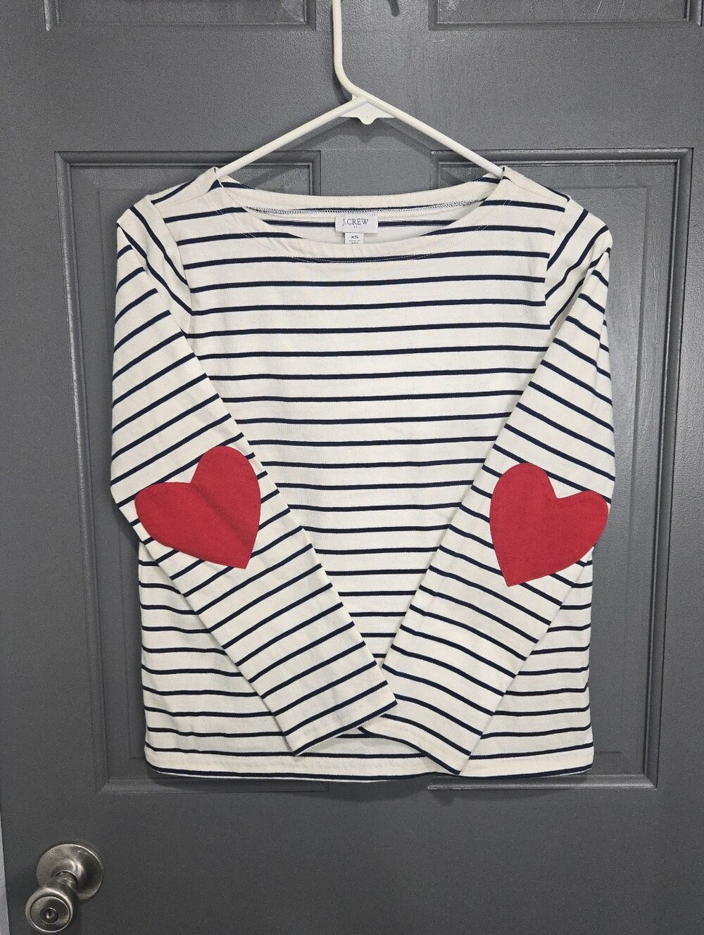 J. Crew Nautical Stripe Boatneck Top - White & Navy